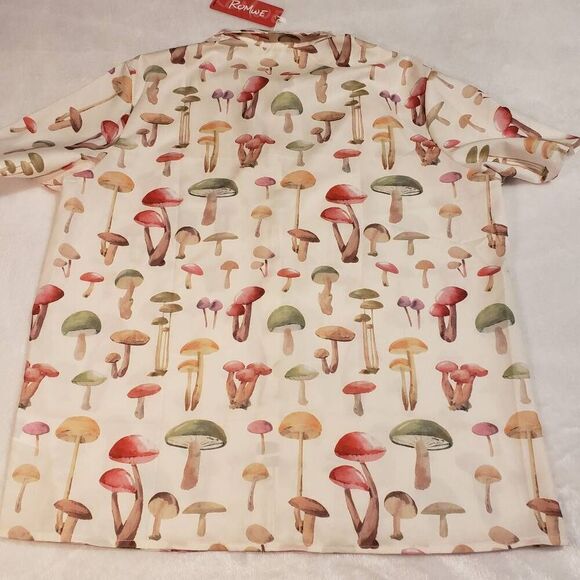 Romwe Womens Short Sleeve Button front Collared Blouse - Picture 5 of 7